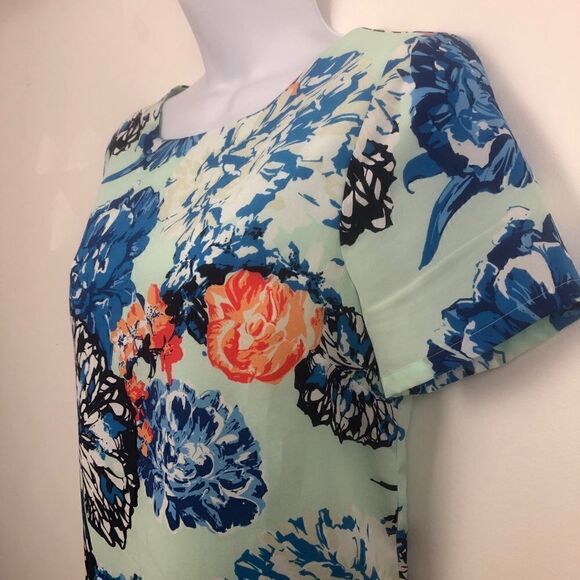J. Crew Size 2 Fully Lined Light Turquoise Floral Shift Dress! - Picture 5 of 8